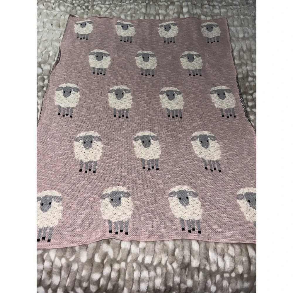 100% Cotton Baby Blanket Pink Sheep Print 33